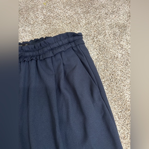 ZARA WOMAN NAVY BLUE Straight PANTS ELASTIC WAISTBAND Sz S Business Casual - Picture 4 of 11
